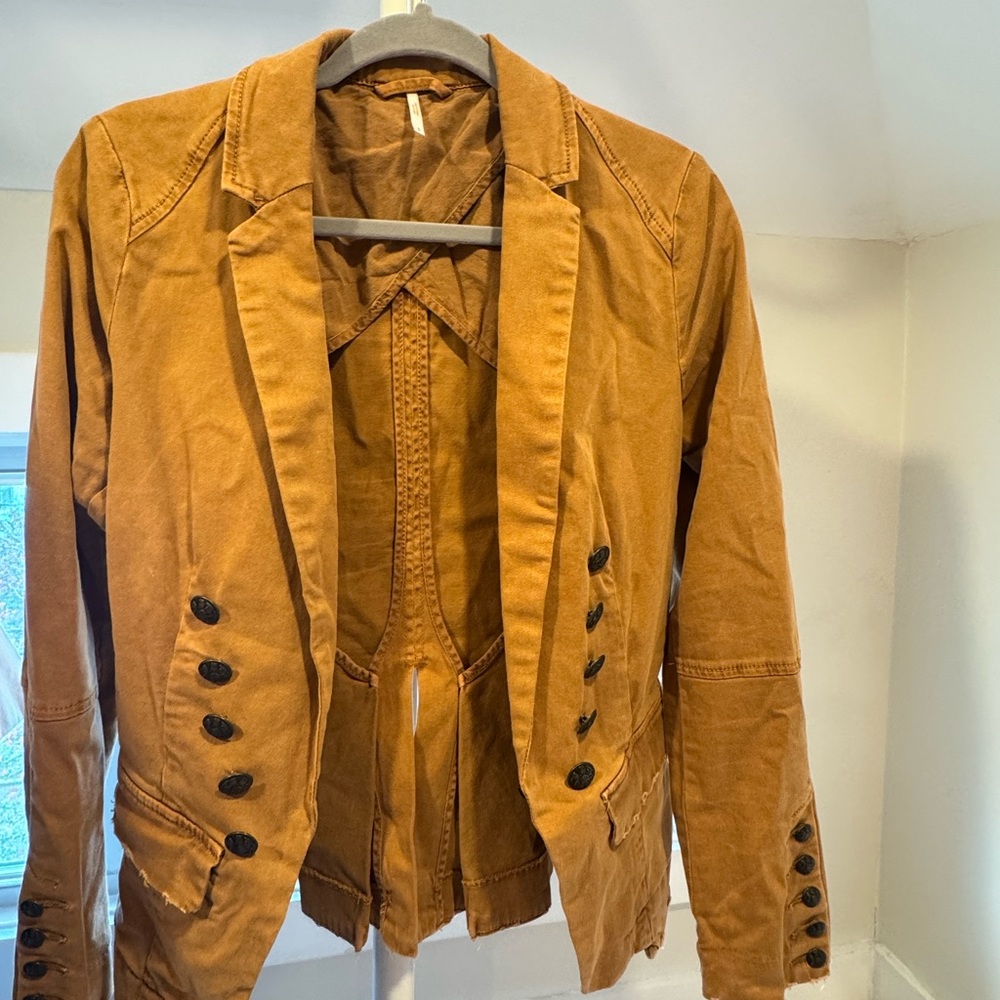 Free People Military Structured Washed Fitted Blazer size Small - Picture 4 of 9